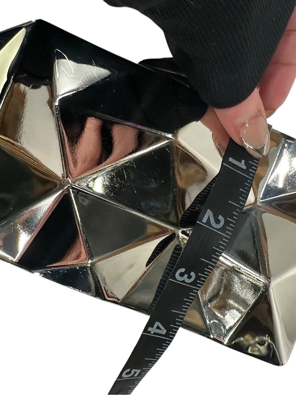 Silver / Small Geometric Clutch / Modern Futuristic Avant Garde Goth Glam Formal - Picture 8 of 8
